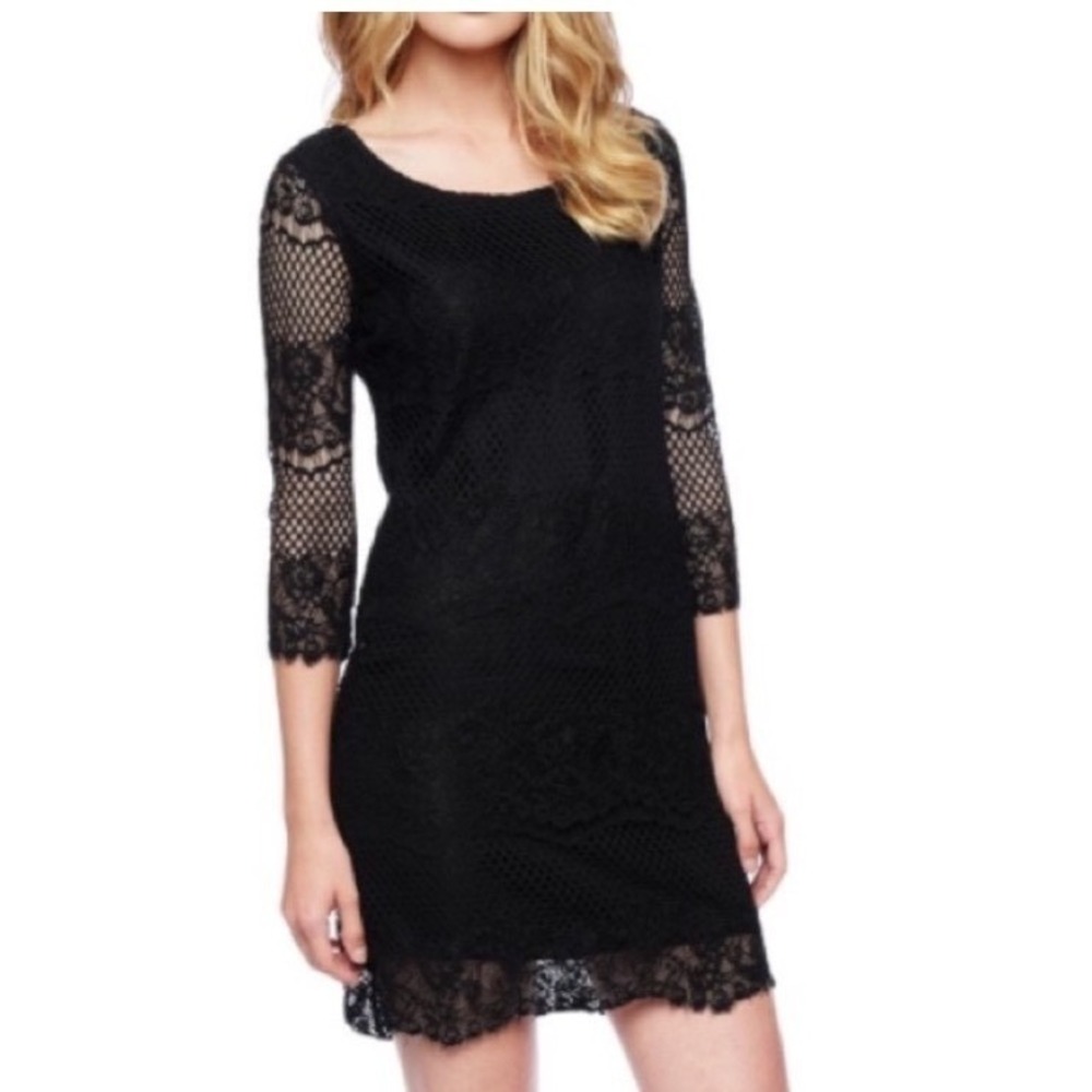 NWT Ella Moss black little dress Carrole size S mini lace party lace vacation